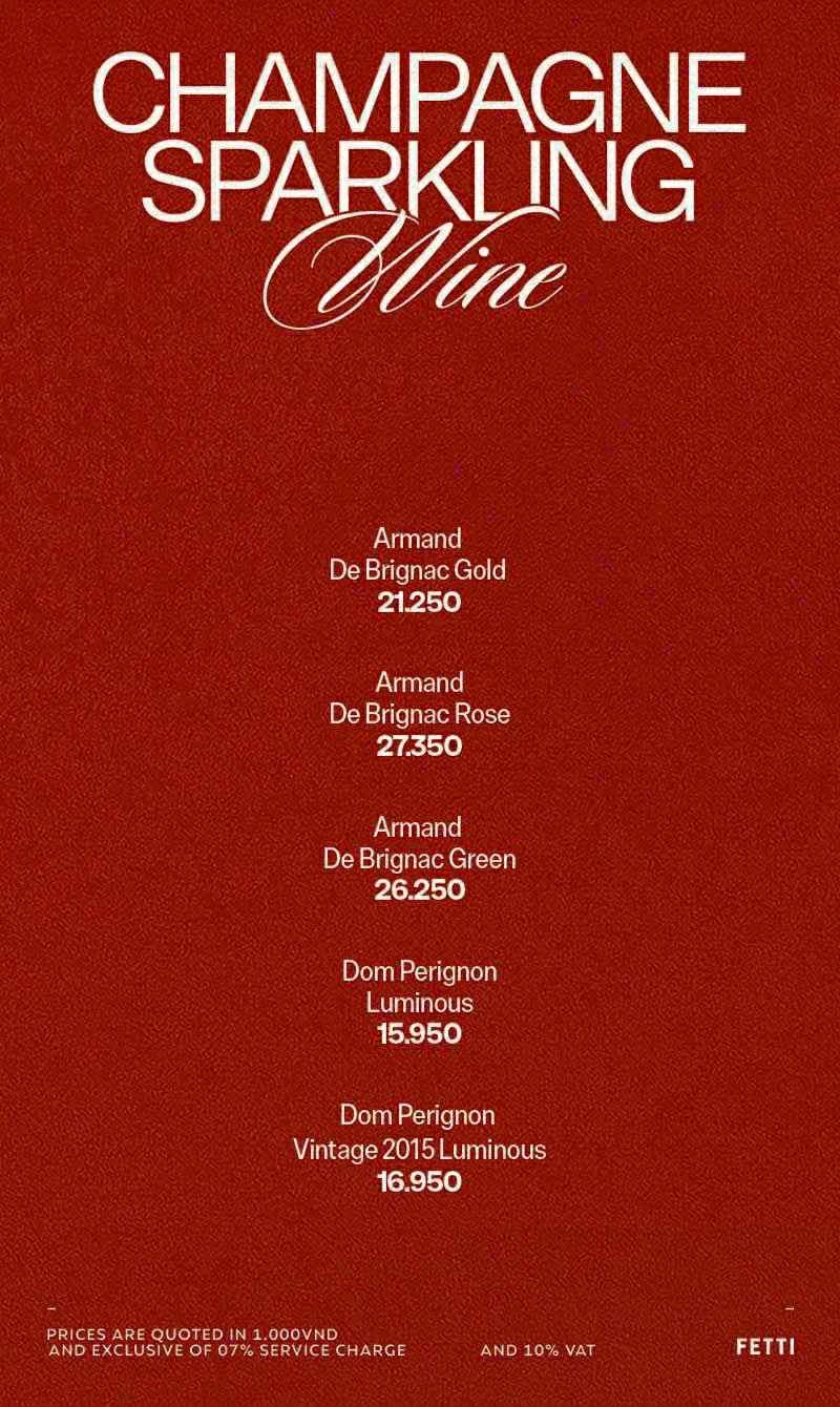 Menu Fetti Social Club — Champagne & Sparkling